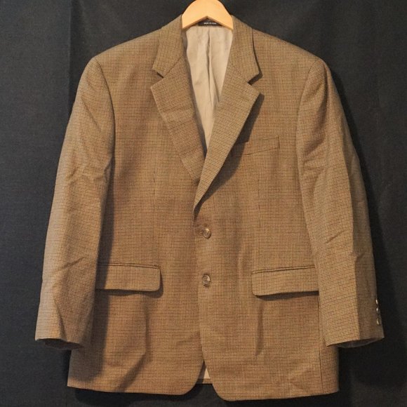Lauren Ralph Lauren Navy and Brown Tweed 2 Button Closure Suit Coat Men’s 42 S